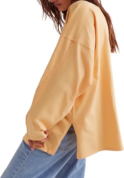 Free People Women's Light Yellow Heater Tee Sweatshirt| Free People In Lebanon