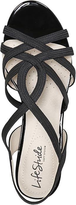 LifeStride Women's Black Yaya Strappy Wedge Sandals | LifeStride In Lebanon