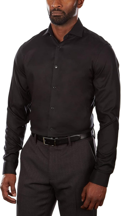 Calvin Klein Men's Black Steel Performance Herringbone Dress Shirt | Calvin Klein In Lebanon