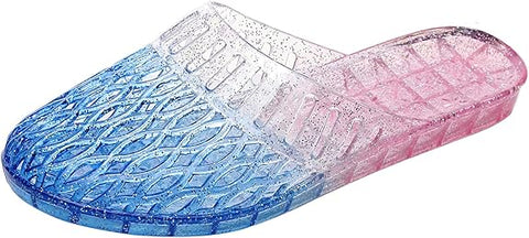 OMGard Women's Blue & Pink Glitter Jelly Beach Slipper | OMGard In Lebanon