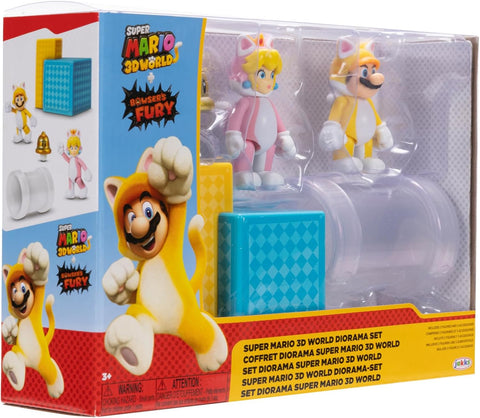Mario Nintendo 2.5" Action Figures 3D World Diorama Includes Cat Mario & Cat Peach | Mario In Lebanon