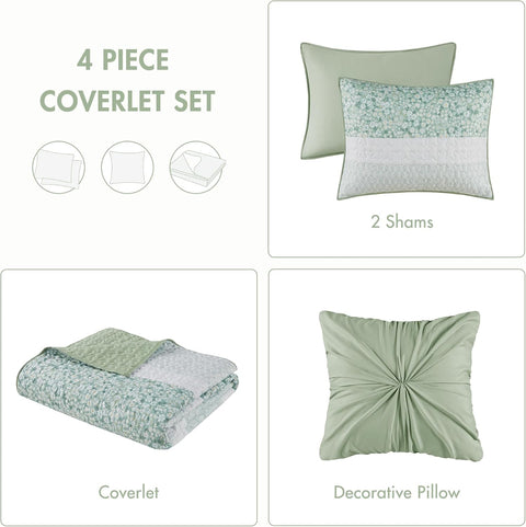Madison Park Seersucker Floral Coverlet 4-Piece Quilt Sets | Madison Park In Lebanon