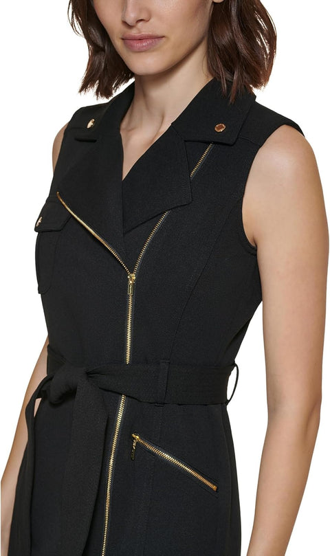 Calvin Klein Women's Black Moto Belted Sleeveless Sheath Dress|Calvin Klein in Lebanon