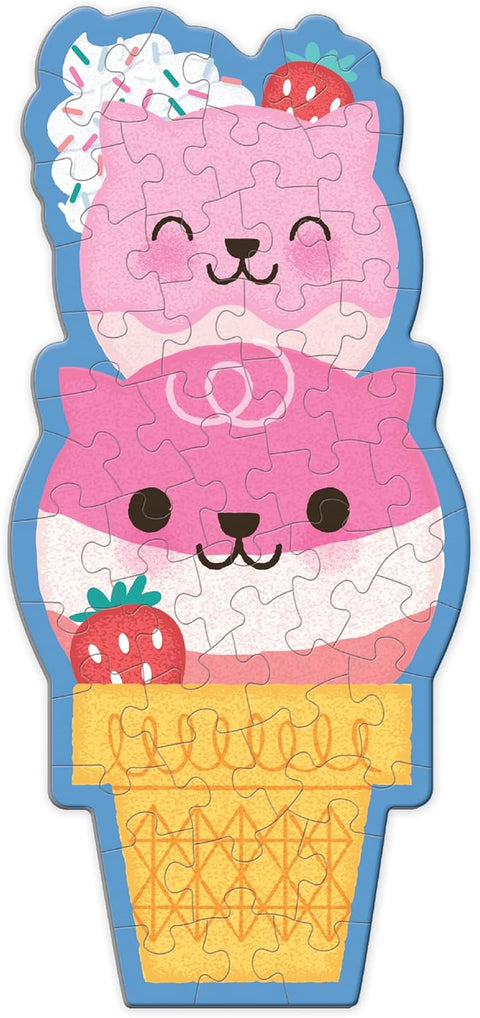Mudpuppy Strawberry Cat Cone 48 Piece Scratch and Sniff Shaped Mini Puzzle | Mudpuppy In Lebanon