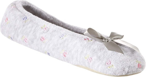 Isotoner Signature Women's White Embroidered Terry Ballerina Slippers| Isotoner Signature in Lebanon