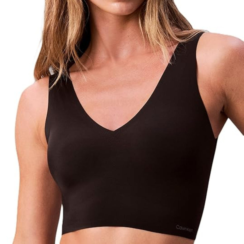 Calvin Klein Women's BlackInvisibles Comfort Seamless Lightly Lined V Neck Bralette Bra