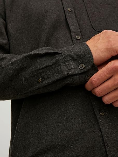 Jack & Jones Essentials Men's Dark Gray Blend Long Sleeve Melange Shirt | Jack & Jones In Lebanon