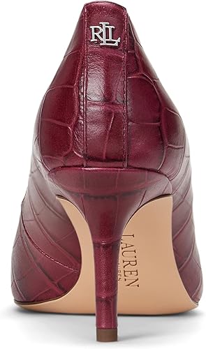 Lauren Ralph Lauren Women's Burgundy Lanette Croc-Embossed Leather Pumps Heel | Lauren Ralph Lauren In Lebanon