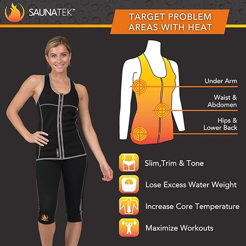 SaunaFX Women's Neoprene Slimming Vest with Microban M - Black TG147