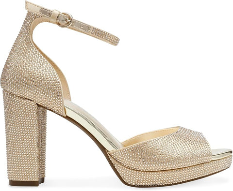 Anne Klein Women's Gold Akvista Embellished Platform Heeled Sandals  |  Anne Klein in Lebanon