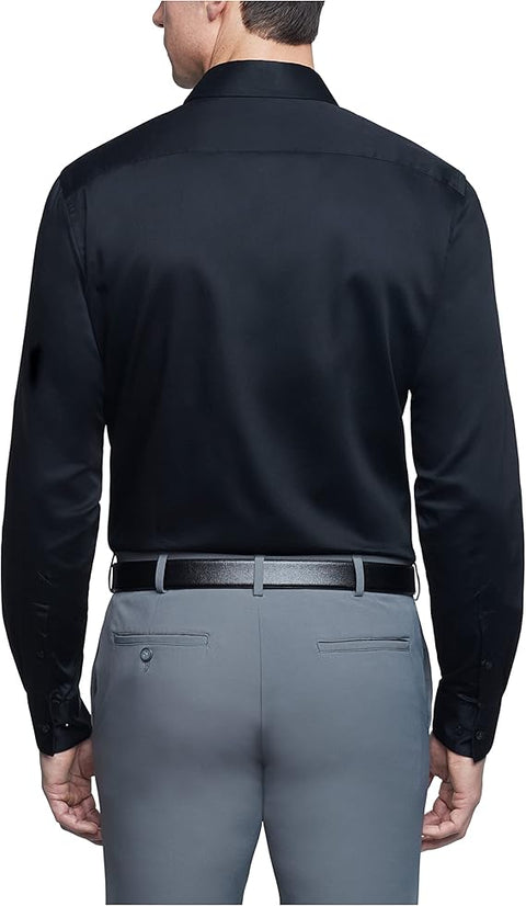 Van Heusen Men's Black Regular-Fit Lux Sateen Stretch Shirt | Van Heusen In Lebanon