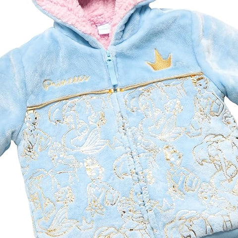 Disney Girl's Princess Blue Plush Fleece Hooded Jacket  |Disney In Lebanon