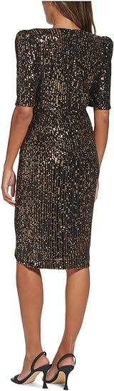 Calvin Klein Women's Black Gold Dress ABF184 shr