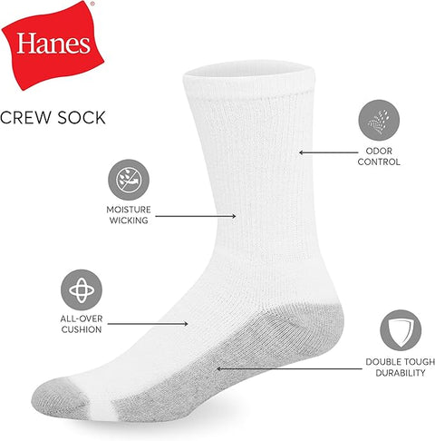 Hanes Men's White Pack Of 12 Double Tough Socks | Hanes In Lebanon