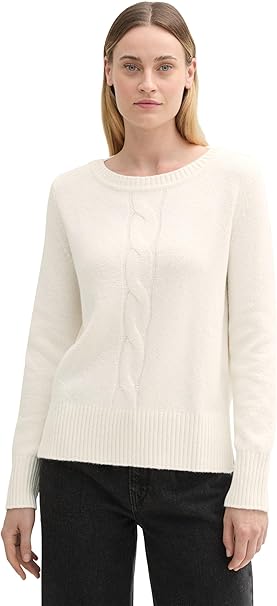 Tom Tailor Women's White Knitted Sweatshirt | Tom Tailor In Lebanon