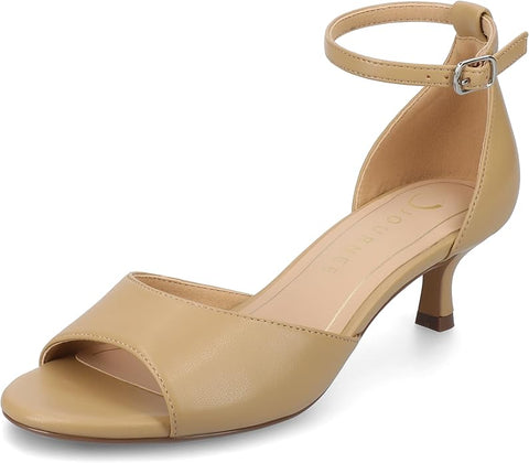 Journee Collection Women's Sand Jezzie-Wd  faux leather Heeled Sandals  | Journee Collection  in Lebanon