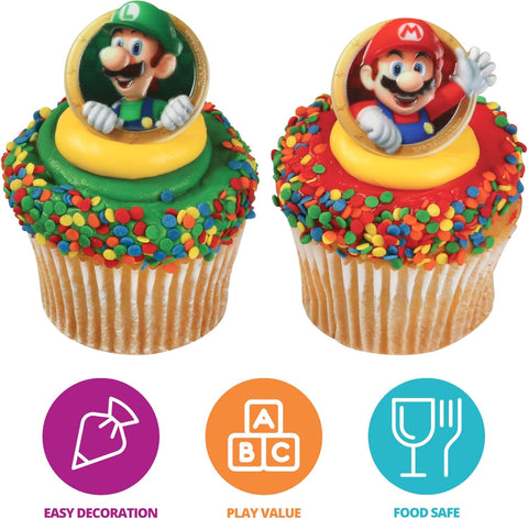 DecoPac Super Mario Rings 24 Nintendo Cupcake Decorations|DecoPac In Lebanon