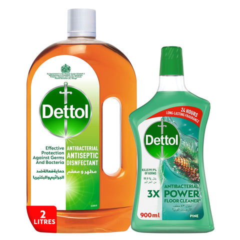 Dettol Antibacterial Power Floor Cleaner 900ml+ Antiseptic Disinfectant 2L