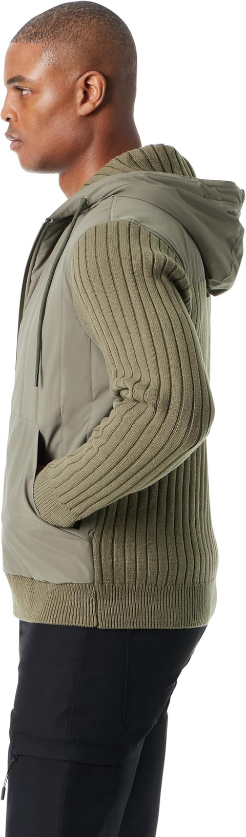 BASS OUTDOOR Men's Khaki Green Full Zipper Front Water Resistant Hooded Sweater | BASS OUTDOOR In Lebanon