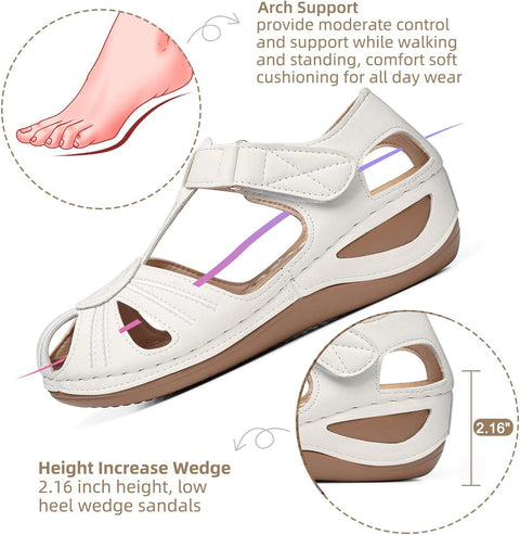Shibever Women's White Closed Toe Wedge Sandals | Shibever In Lebanon