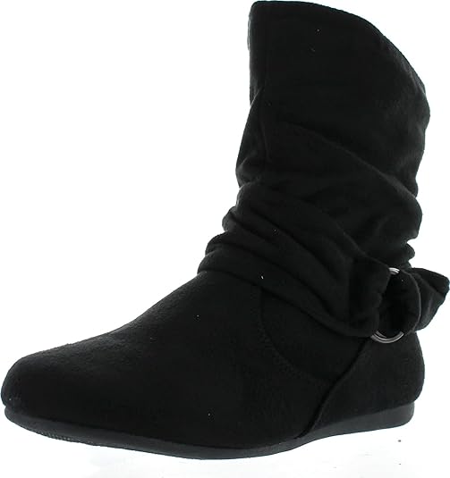 Beston Women's Fashion Mid Calf Flat Heel Side Zipper Slouch Boots |Beston in Lebanon