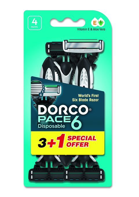Dorco Pace 6 Men Disposable Razor with 6 Blades 3+1 Free