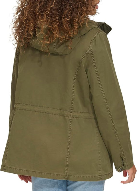 Levi's Women's Khaki Green Plus Four Pocket Hooded Military Jacket | Levi's In Lebanon