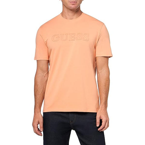 Guess Men's Light Coral Alphy Short Sleeve T-Shirt|Guess In Lebanon