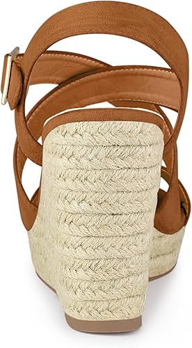 Allegra K Women's Brown Espadrilles Platform Heel Sandal | Allegra K In Lebanon