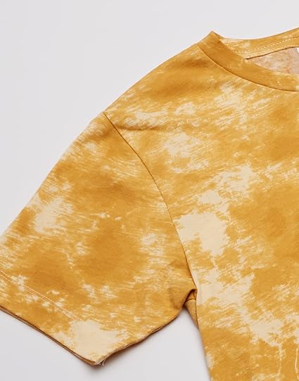 Yellow tie-dye shirt on a white background