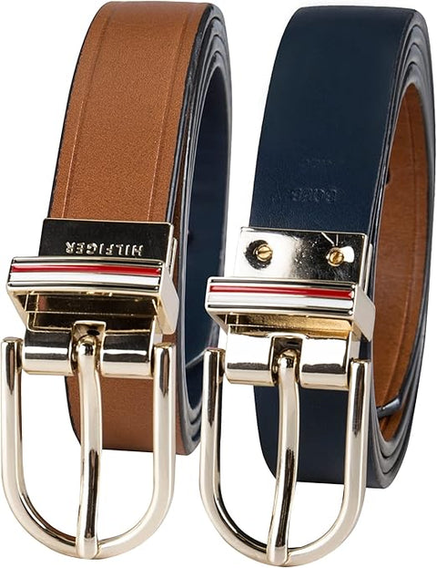 Tommy Hilfiger Women's Navy & Brown Two-in-One Reversible Slim Width Dress Casual Leather Belt | Tommy Hilfiger In Lebanon