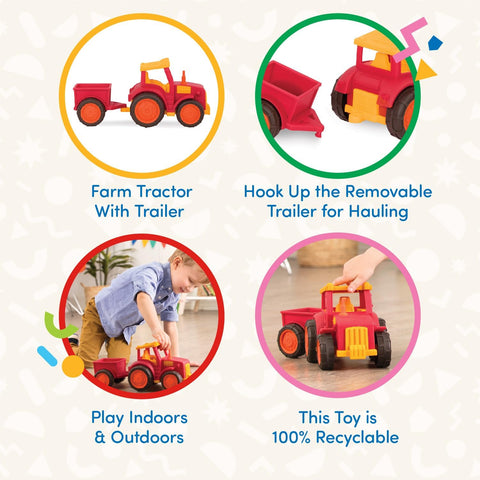 Battat Wonder Wheels  Red Toy Tractor and Trailer Farm Toys |  Battat In Lebanon