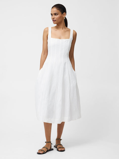 French Connection Women'sWhite Birdie Linen Square Neck Dress | French Connection In Lebanon