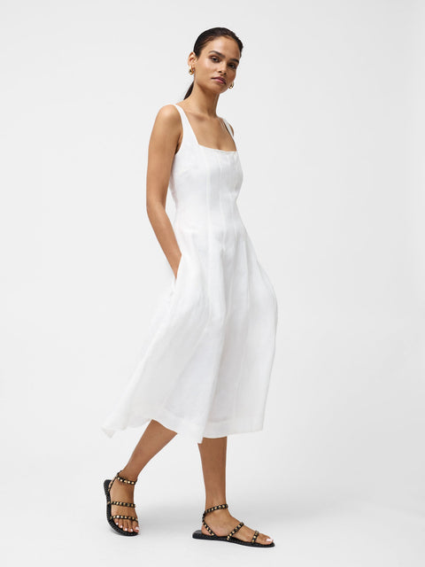 French Connection Women'sWhite Birdie Linen Square Neck Dress | French Connection In Lebanon