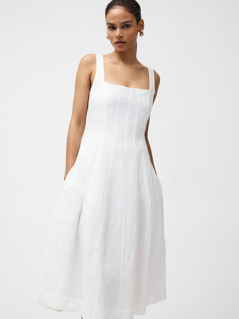 French Connection Women'sWhite Birdie Linen Square Neck Dress | French Connection In Lebanon