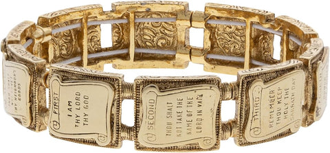 SD Men's Gold Symbols of Faith 10 Commandments Stretch Bracelet | SD In Lebanon
