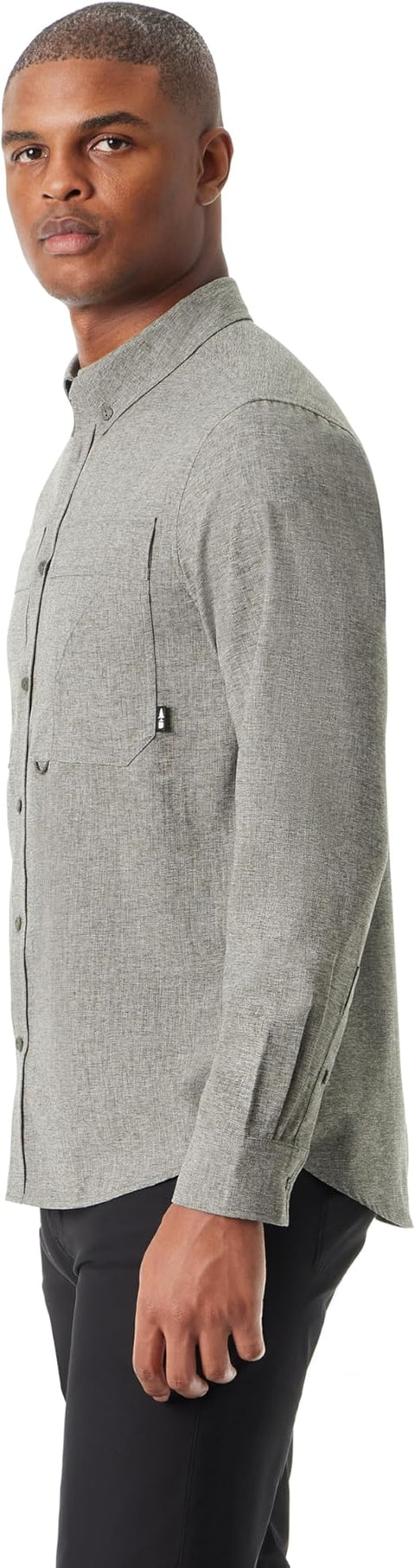 BASS OUTDOOR Men's Grey Heathered Flannel Button Down Shirt | BASS OUTDOOR In Lebanon