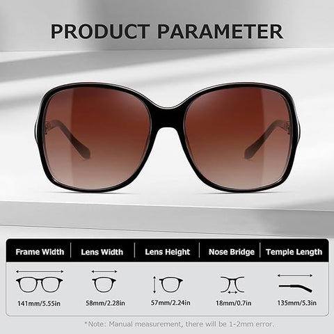 Colrea Women's Black Oversized Sunglasses | Colrea In Lebanon