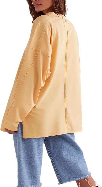 Free People Women's Light Yellow Heater Tee Sweatshirt| Free People In Lebanon