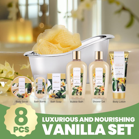 Spa Luxetique Women's Vanilla Spa Gift Set 8pcs | Spa Luxetique In Lebanon