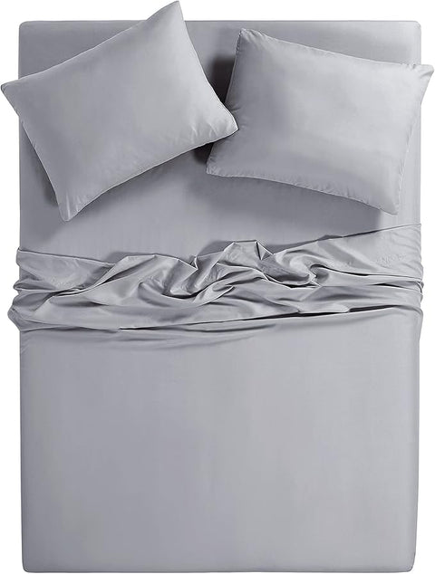 WellBeing Light Grey Queen Luxurious Blend 300-Thread Count 6 Pcs Bed Sheet Set | WellBeing In Lebanon
