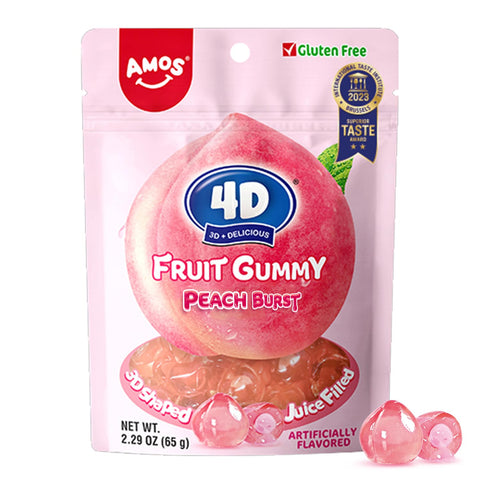 Amos 4D Fruit Gummy Peach Burst 65g | Amos In Lebanon