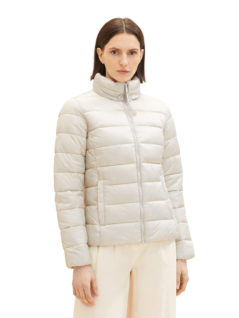 Tom Tailor Women's Cloud Gray Quilted Puffer Jacket|Tom Tailor In Lebanon
