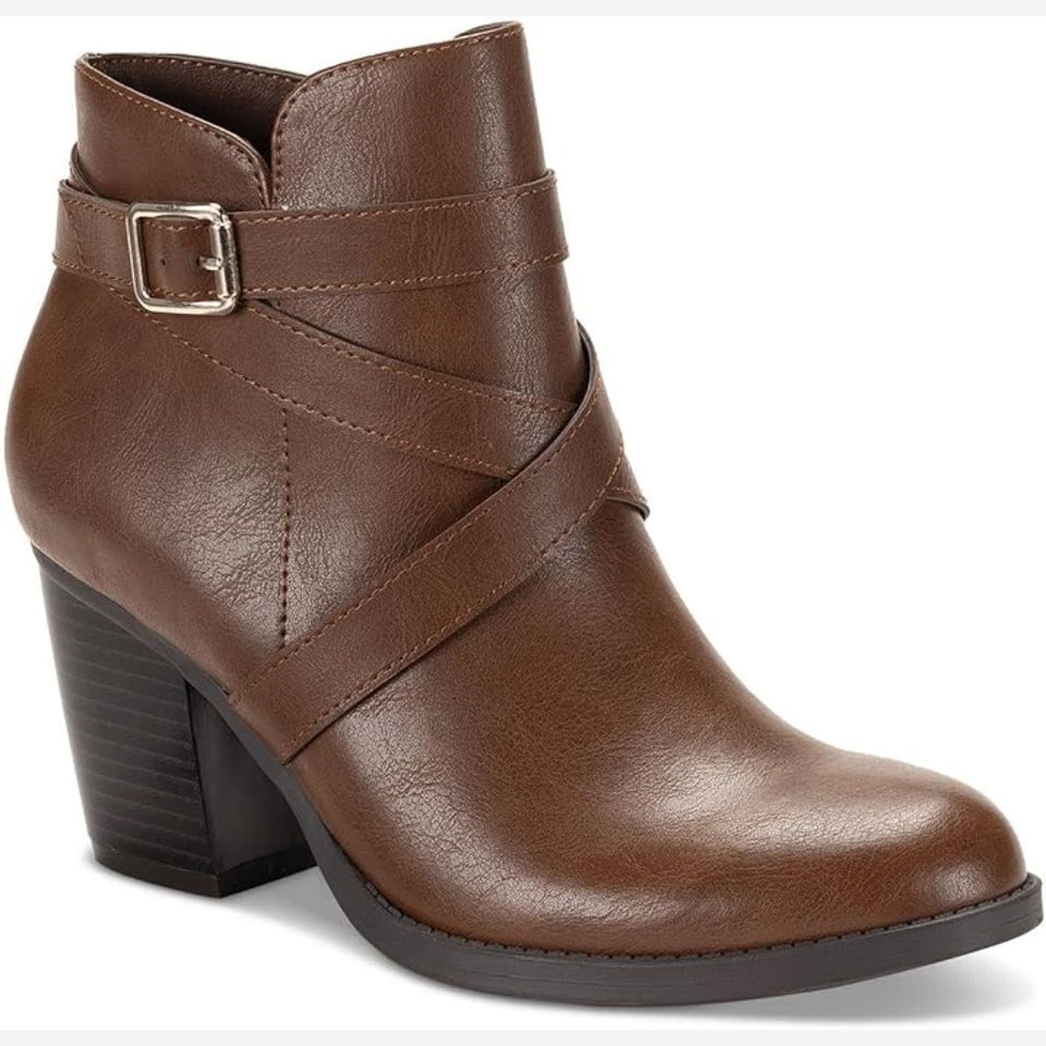 Style & Co Women's Brown Zetaa Strappy Belt-Heel Boots