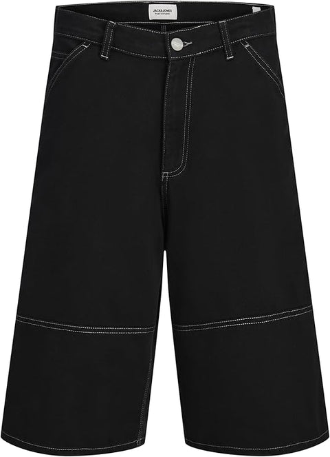 Jack & Jones Men's Black Contrast Panel Baggy Fit Denim Short | Jack & Jones In Lebanon