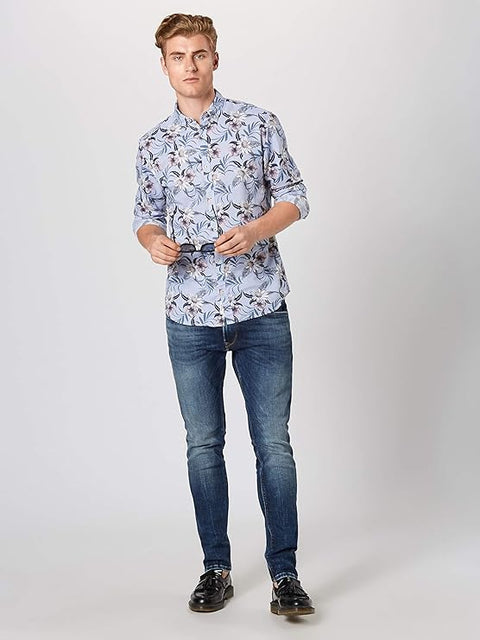 Jack & Jones Men's Baby Blue Floral Shirt  | Jack & Jones In Lebanon