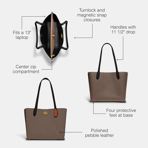 Coach Women's Dark Stone Leather Handbag | Coach In Lebanon