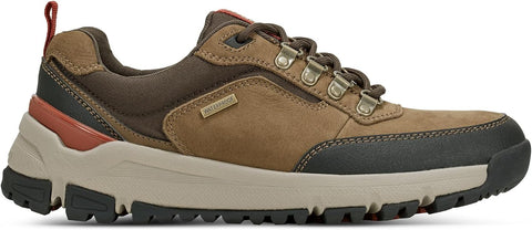 Brown hiking shoe with visible brand logo on a white background