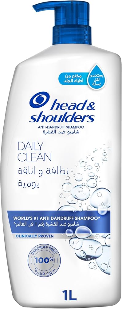 A bottle of Head & Shoulders Daily Clean Shampoo with a pump dispenser, labeled 1000ml.