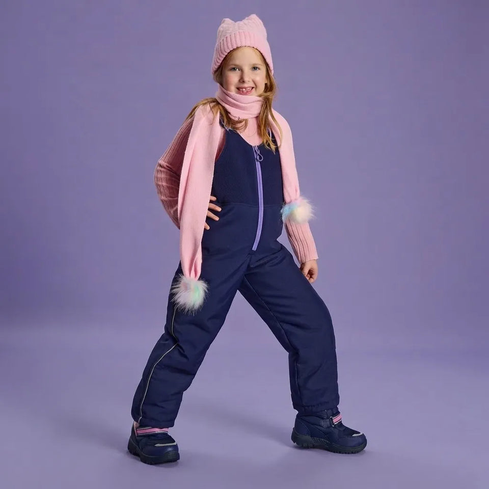 Sinsay Girl's Navy Blue with a Purple Front Zipper Closure Snowsuit